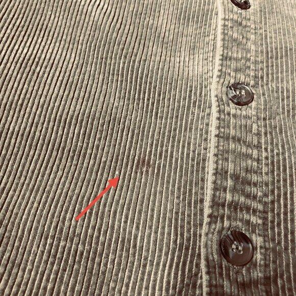 Prefab Corduroy Shirt Jacket with Plaid Flannel Lining Tan Shacket - Picture 3 of 9